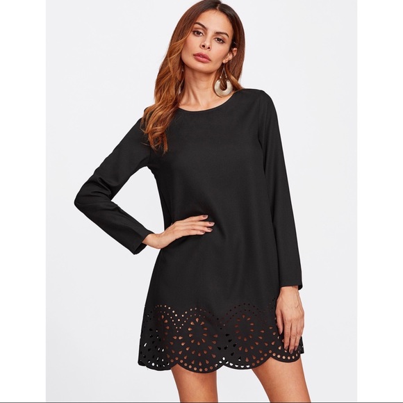 Dresses & Skirts - 🚫LAST ONE🚫NWOT black scallop cut out shift dress